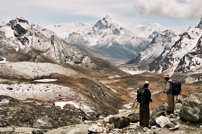 Everest view from Cho la Pass in Gokyo Valley